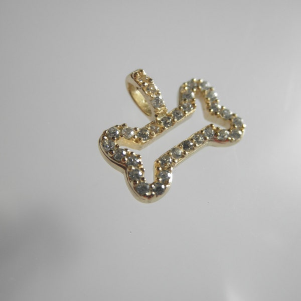 Bone pendant - zircon bone - dog lovers - gold bone