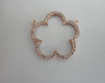CZ rose gold vermeil open flower pendant