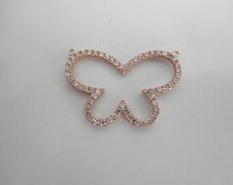 CZ rose gold vermeil open butterfly pendant