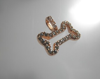 Bone pendant - zircon bone - dog lovers - rose gold bone