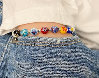 Millefiori stretchy bracelet  - colourful beaded bracelet - unisex bracelet