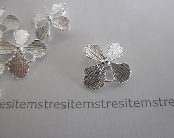 10 orchid flower connectors -silver-