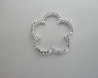 CZ sterling silver open flower pendant