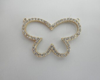CZ gold vermeil open butterfly pendant
