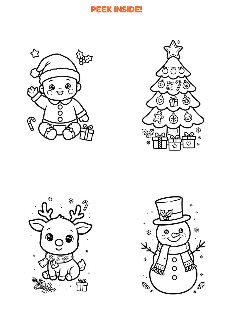 Christmas Coloring Book for Kids | Santa Reindeer Snowman Printable ...