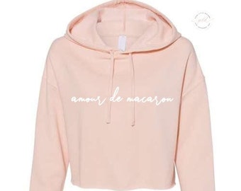 Cropped Hoodie - Sweatshirt- Macaron Love - Amour de Macaron - pullover - fleece - unisex