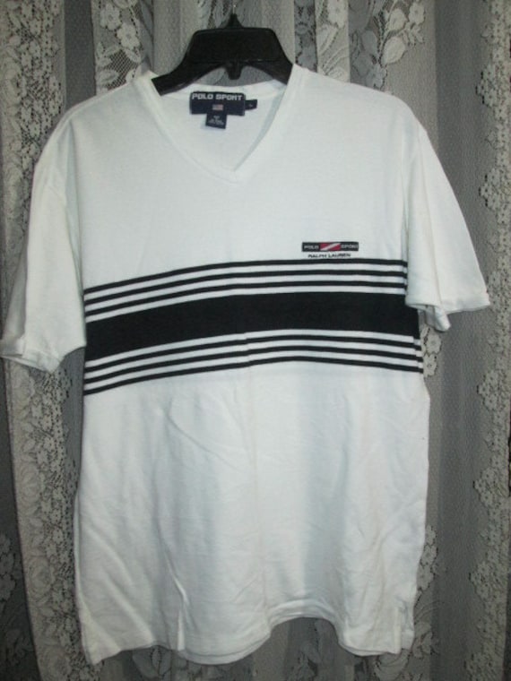 white ralph lauren v neck t shirt