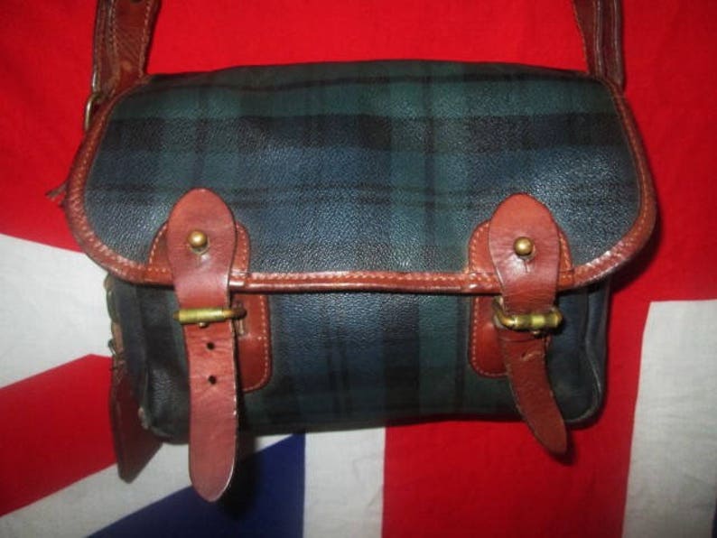 Tartan Sling Sac Authentique Main Lauren Besace Polo Cuir Ralph Vintage À pzMSLUVGq