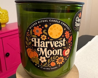 Wicked Ritual Candle Company - Harvest Moon - Candela artigianale in cera di soia al 100%, 312 g (11 oz).