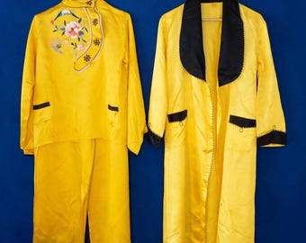 Vintage Damen-Satinpyjama