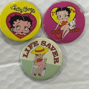 3 Vintage Betty Boop Novelty Pins