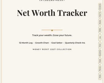 Hyperlinked Net Worth Tracker for iPad, Wealth Planner Template (Digital Download)