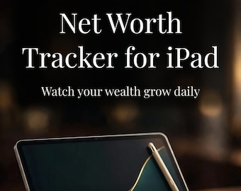 Hiperlinkowany tracker wartości netto na iPada, szablon planera bogactwa (do pobrania w wersji cyfrowej)