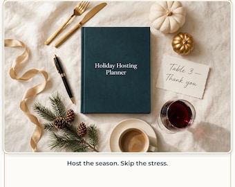 Holiday Hosting Planner Printable, Thanksgiving & Christmas Dinner Party Planner, Menu and Guest List Organizer PDF