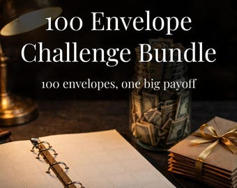 100 Envelope Challenge Bundle, 52 Week Savings Tracker, Undated Planner (PDF)