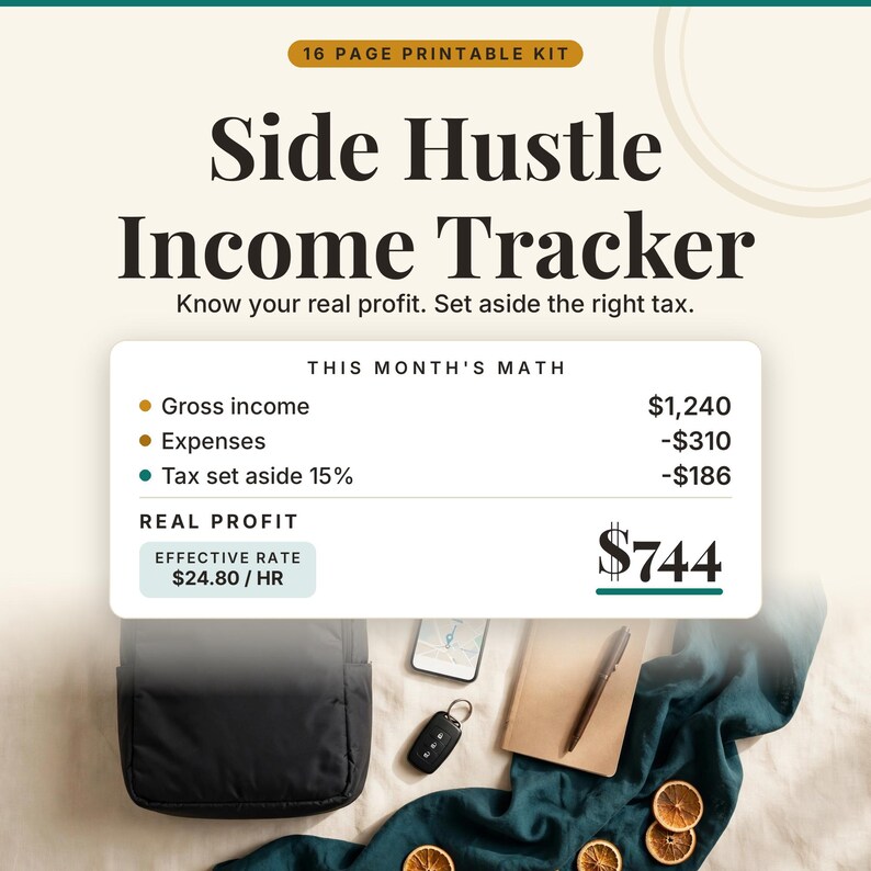 Side Hustle Income Tracker, Gig Profit & Loss, 1099 Tax Planner (PDF) image 3