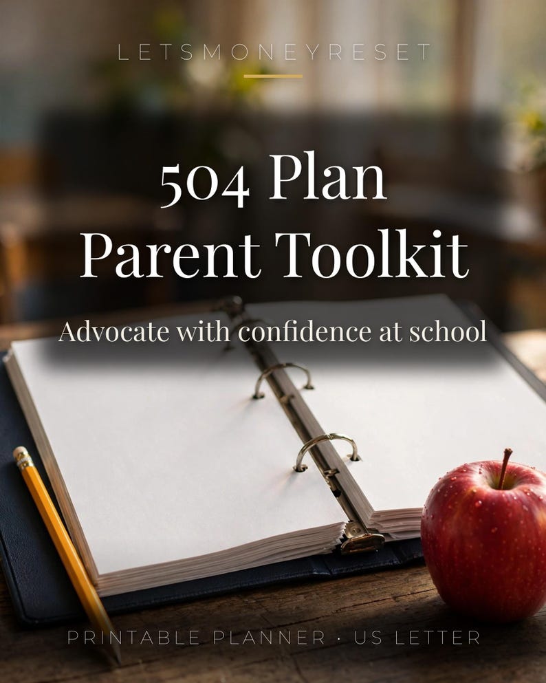 504 Plan Parent Toolkit, IEP Accommodation Planner, Meeting Notes Organizer (Digital Download) image 1