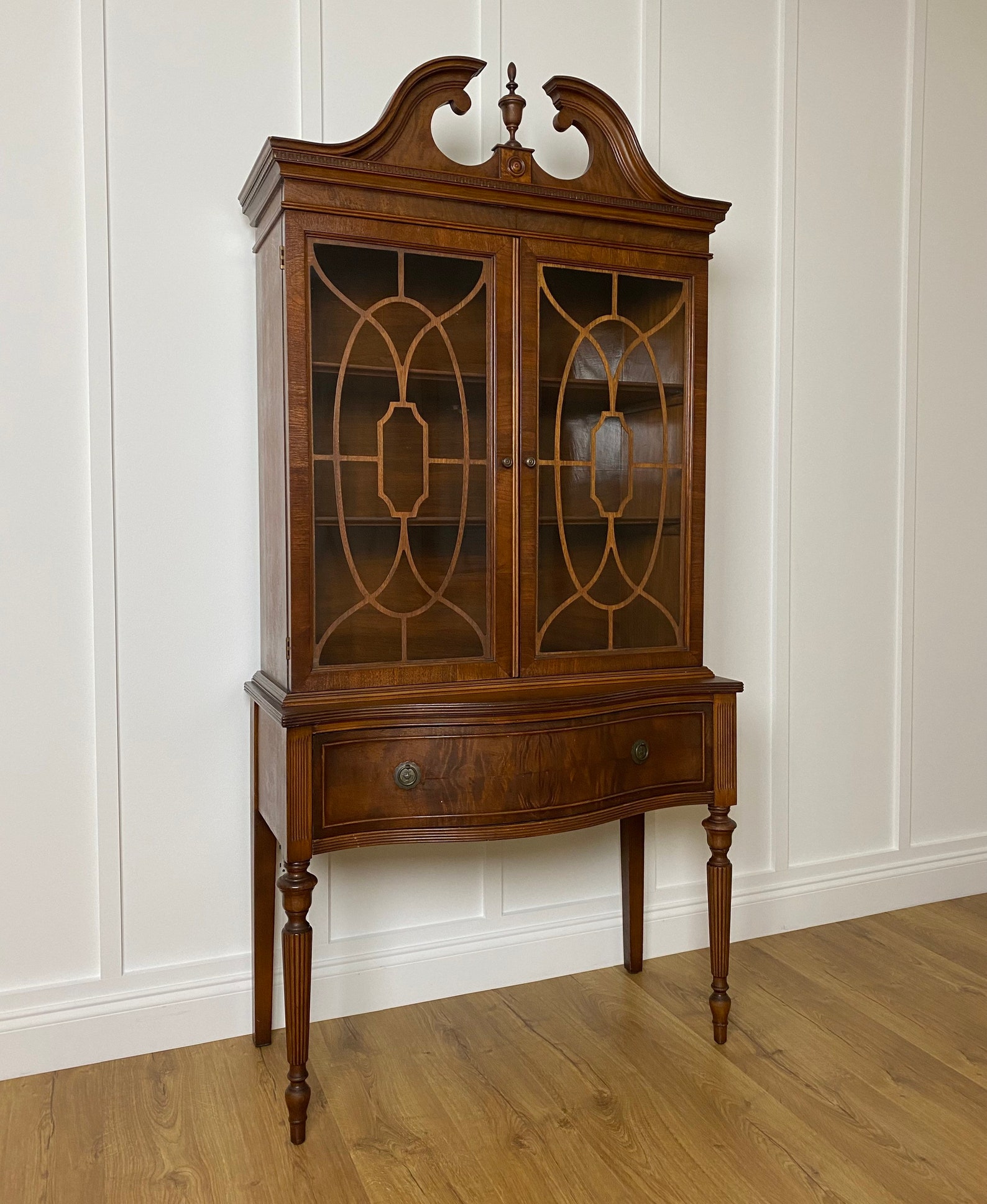 NEW Vintage Hutch With Glass Doors Fretwork Antique China Etsy