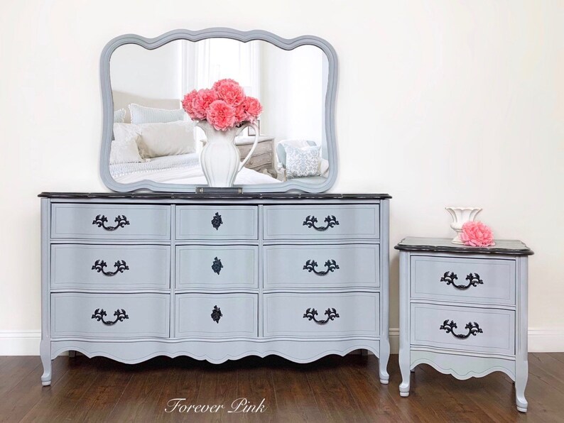 Vintage French Provincial Dresser And Nightstand Set Bedroom Set Vintage Dresser Vintage Nightstand