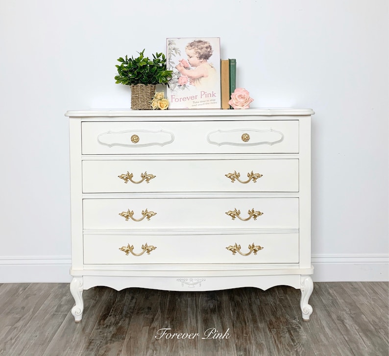 Vintage White French Provincial Three Drawer Chest Etsy
