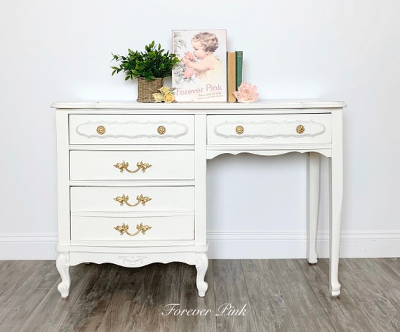 Vintage White French Provincial Desk Etsy