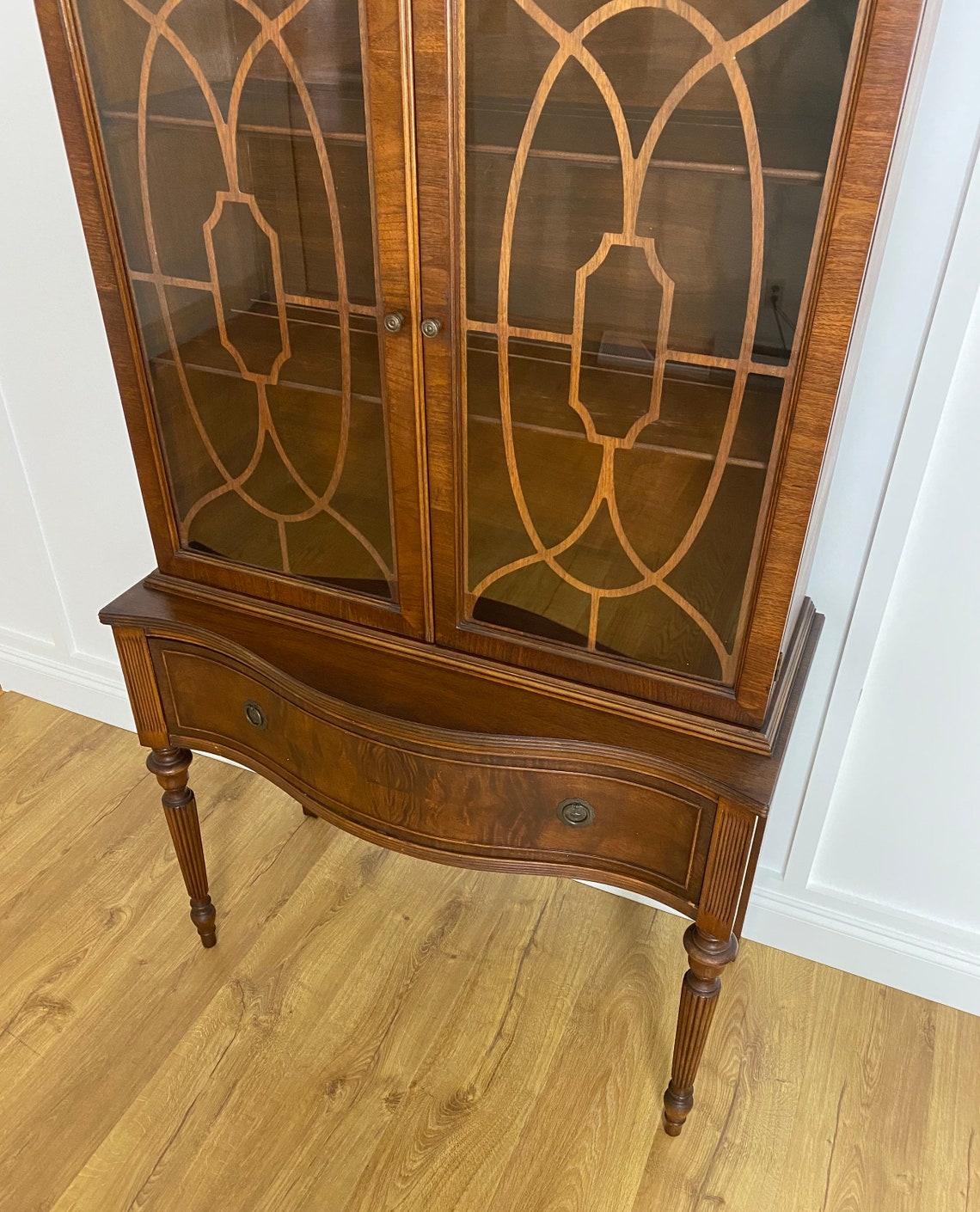 NEW Vintage Hutch With Glass Doors Fretwork Antique China Etsy