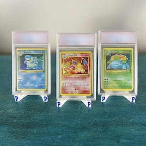 Charizard Blastoise Venusaur 3-pack, 1:a upplagan, graderad 10-pack, holografiskt Pokémon-proxykort