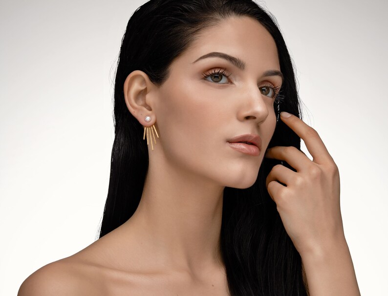 Silver Earring Jackets Siver Ear Jacket Gold Ear Jacket Etsy