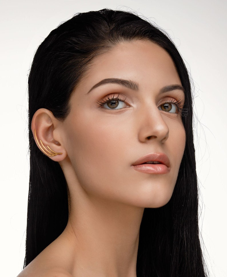 Gold Ear Crawlers Gold Ear Climber Gold Cuff Earrings Etsy