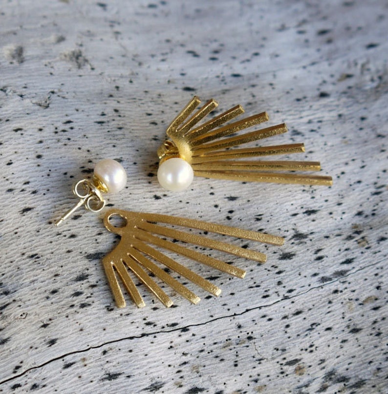 Gold Ear Jackets Gold Earring Jackets Pearl Ear Jackets Etsy