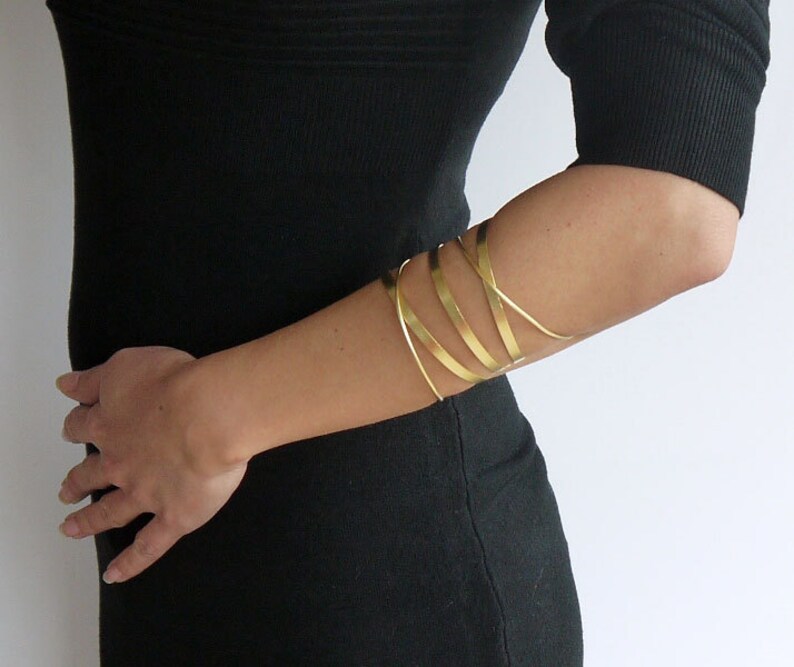 Gold cuff bracelet made of 24K gold plated brass in a Etsy