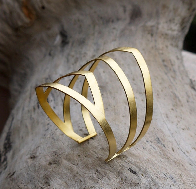 Gold Cuff Bracelet Brass Cuff Bracelet Wide Cuff Large Etsy