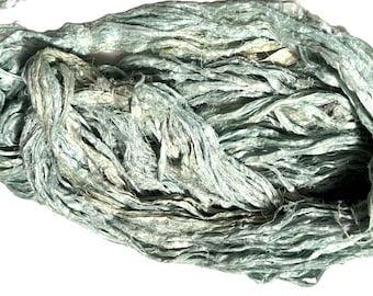 Recycled Sari Silk Ribbon Sea Green color