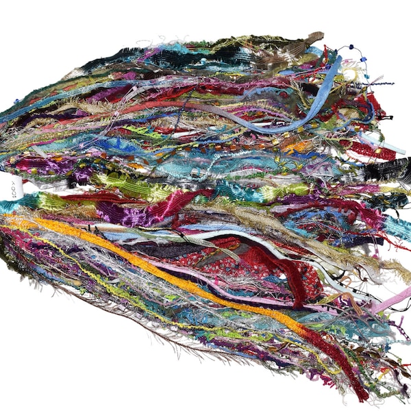100 yards Fibers Grab Bag, Bright Multi colors Weaving, Fiber Art