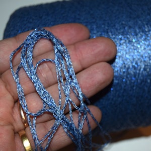 100 yards BRILLANTE Yarn Blue 100% super sparkling Thick METALLIC LUREX