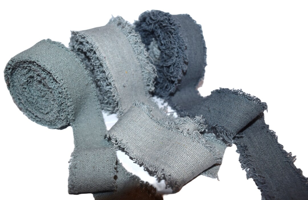 Gray Shades Frayed Edge Cotton Ribbon Cotton Fuzzy Ribbon - Etsy