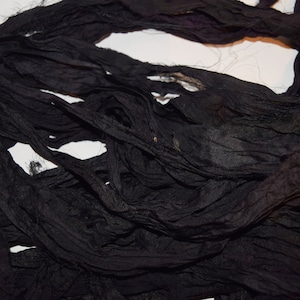 Clearance 100 gram Recycled Sari Silk Ribbon Black