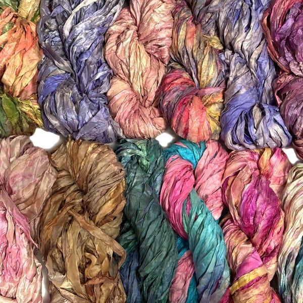 Tariff Free NEW! Recycled Sari BOHO Silk Ribbon 15 new colors