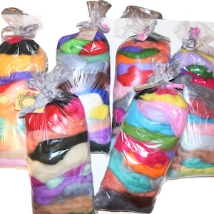Tariff Free Wool Roving Sampler: Felting Fiber Variety Pack, 4 oz