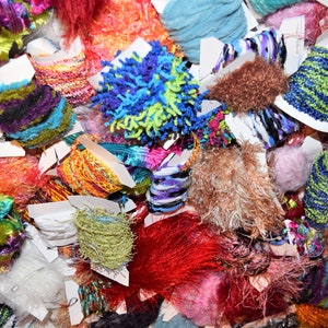 100 yards-10 yards per color  Fibers Grab Bag, Bright Multi colors Weaving, Fiber Art