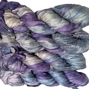 Recycled Sari Silk Ribbon Purple Lilac Multi color