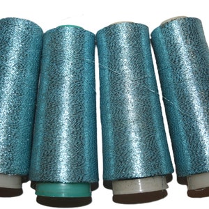 2.2 oz Spool of lurex metallic yarn, thread. Blue multi shaded. Shining Glitter Thread Yarn for Sweater Shawl Scarf