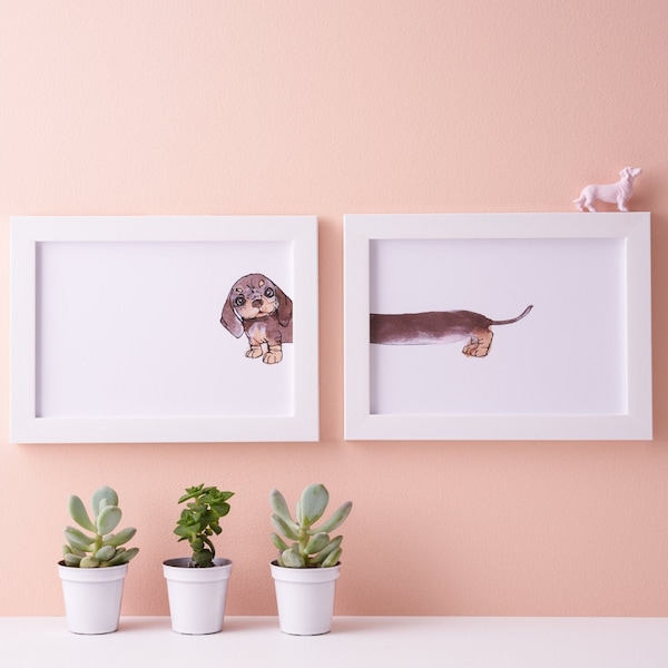 Dachshund Art Print - Sausage dog illustration - Miniature Dachshund Illustration - Doxie Artwork