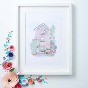 House Portrait Hand-drawn Illustration of your Home or favourite building Customised House portrait image 1