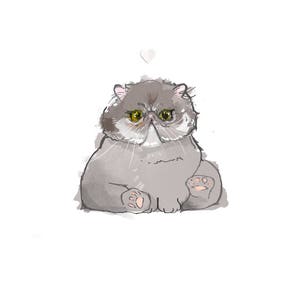 Persian Cat Print Grumpy Cat Illustrated Art Print Cute Funny Wall Art Illustration for Cat lovers, Pet Owners image 2