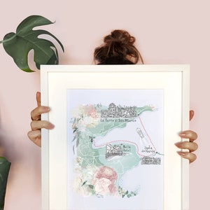 Personalised Travel And Holiday Illustrated Map Customised with your favourite memories A3 Unframed Illustration Art Print image 1
