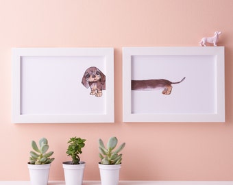 Dachshund Art Print - Sausage dog illustration - Miniature Dachshund Illustration - Doxie Artwork