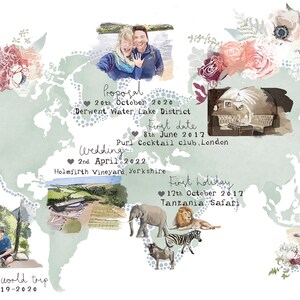 Personalised Love Stories Map Illustrated Print detailing your favourite memories together A3 size image 9
