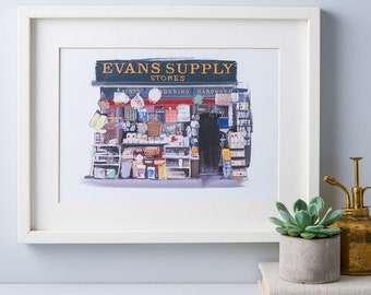 Shop Portrait - Your Favourite Small Business, Florist or High Street - Illustrated Customised Art Print