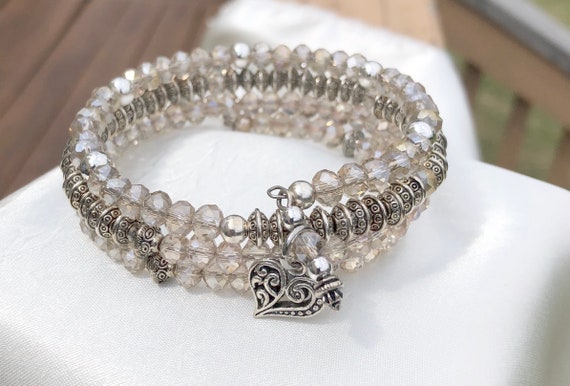 0025 Silver Plated Wrap Coil Bracelet Etsy Ireland